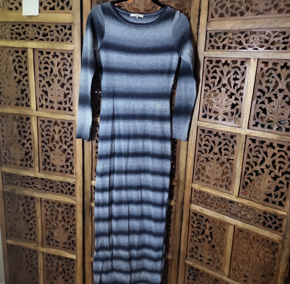 BB Dakota Charcoal and Black Striped Maxi Dress